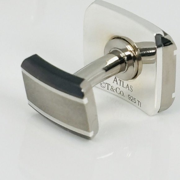 RARE Tiffany Atlas Cufflinks in Titanium and Silver Roman Numerals XII 12 - Picture 5 of 6